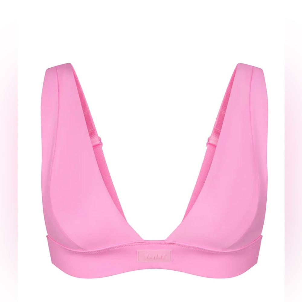 Skims Swim Plunge Bikini Top Sz M in Light Pink